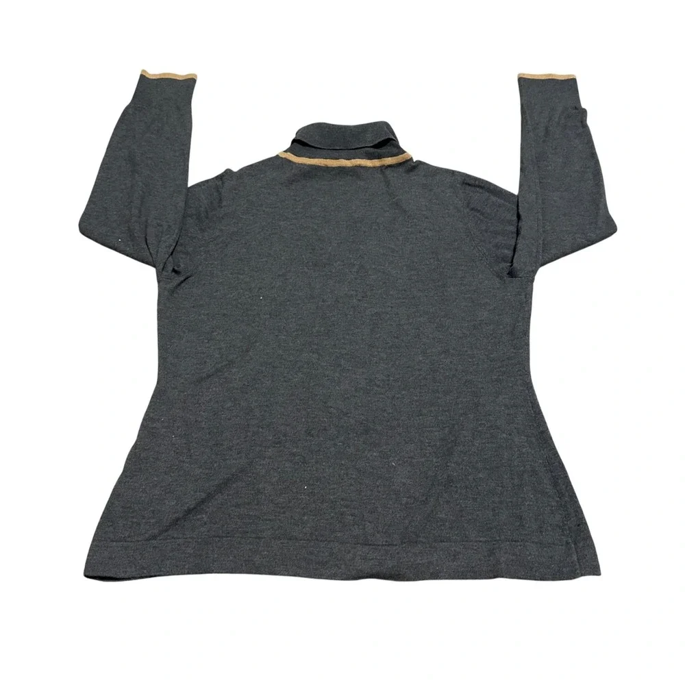 byetcetera Women XL Charcoal Grey‎ Turtleneck Sweater Wool Blend Trim